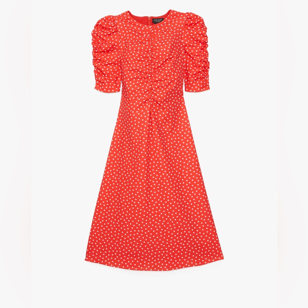 NWT KATE SPADE SPRING TIME DOT RUCHED DRESS— SIZE 6